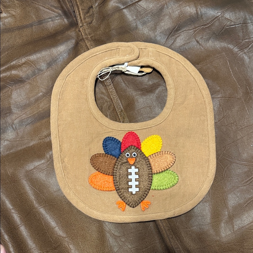 Adorable Turkey Design Baby Bib - Brown